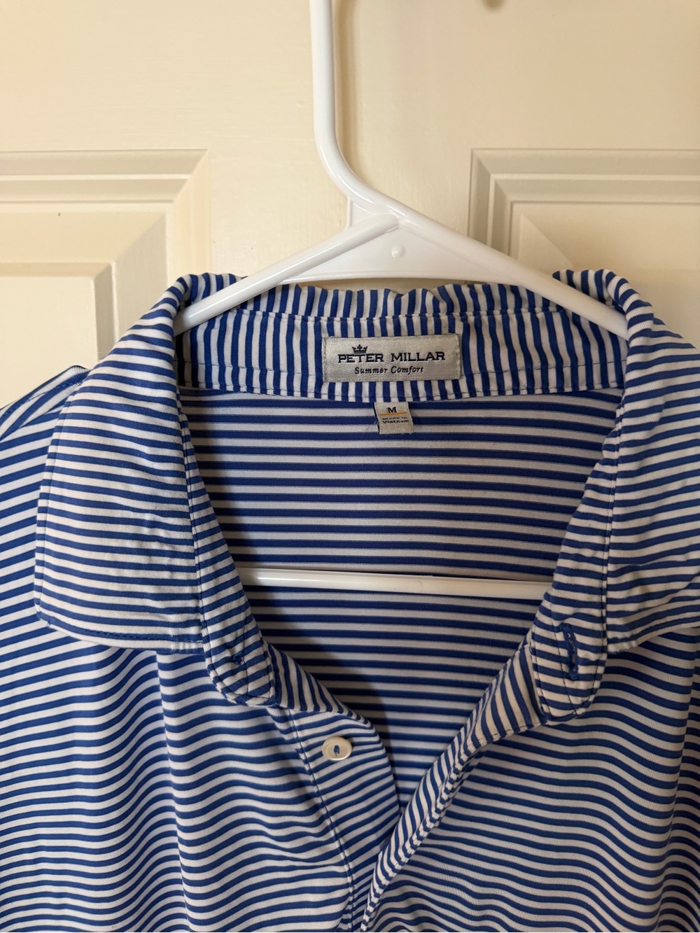 Peter Millar Blue and White Striped Polo